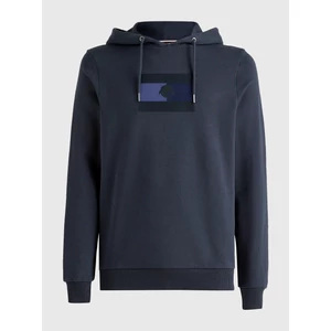 Tommy Hilfiger kapucnis férfi pulóver, hímzett logóval SÖTÉTKÉK