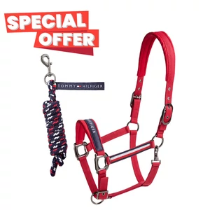 Tommy Hilfiger kötőfék vezetőszárral PIROS