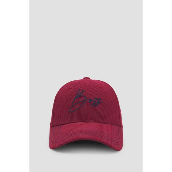 Boss Equestrian kordbársony baseball sapka BORDÓ SIGNED