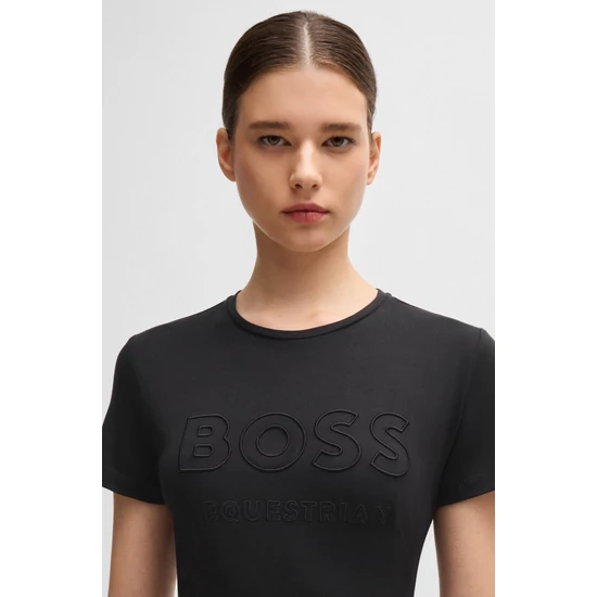 Boss Equestrian Maya női póló FEKETE 2025SS