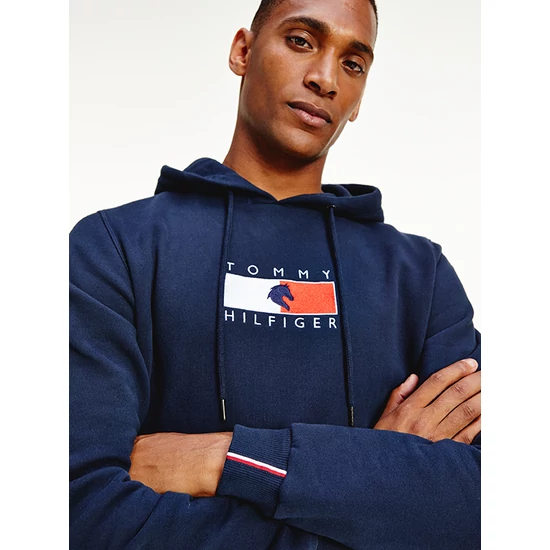 Tommy Hilfiger kapucnis férfi pulóver logóval