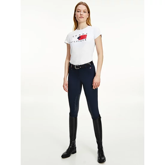 Tommy Hilfiger karcsúsított, kerek nyakú női póló logóval
