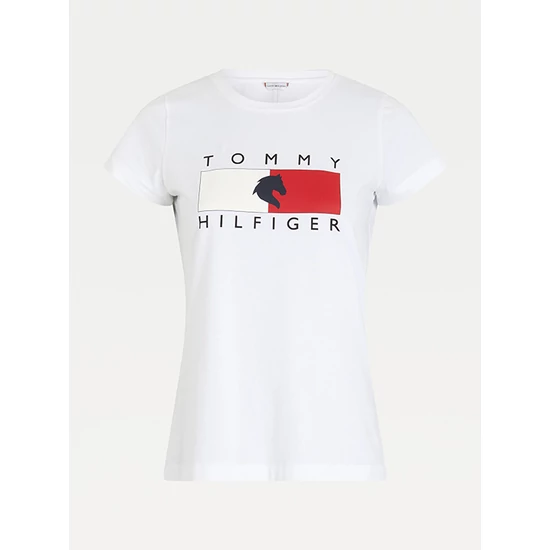 Tommy Hilfiger karcsúsított, kerek nyakú női póló logóval