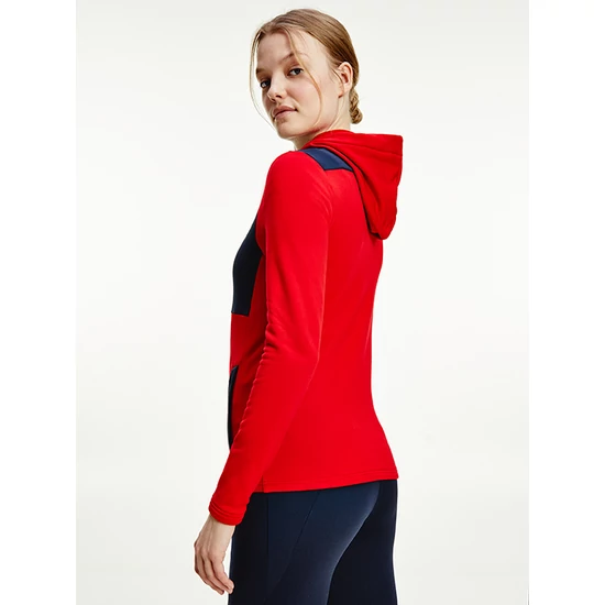 Tommy Hilfiger karcsúsított, kapucnis női cipzáros pulóver