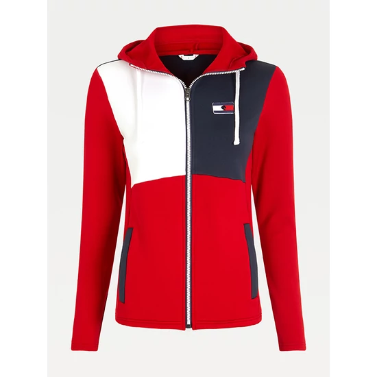 Tommy Hilfiger karcsúsított, kapucnis női cipzáros pulóver