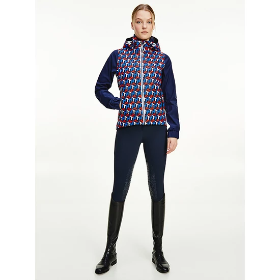 Tommy Hilfiger karcsúsított, kapucnis női esőkabát monogram mintával
