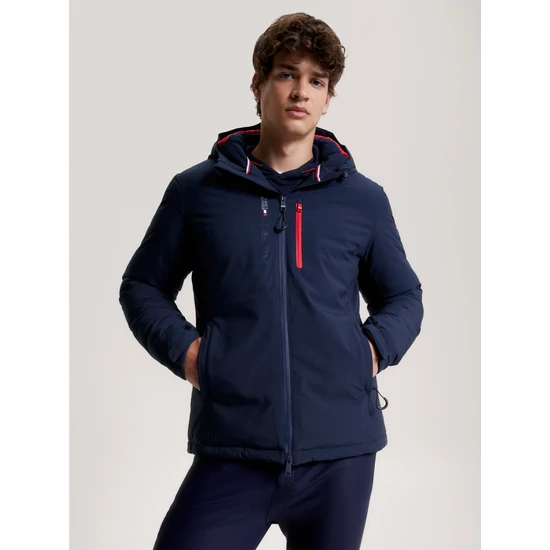 Tommy Hilfiger kapucnis férfi télikabát SÖTÉTKÉK