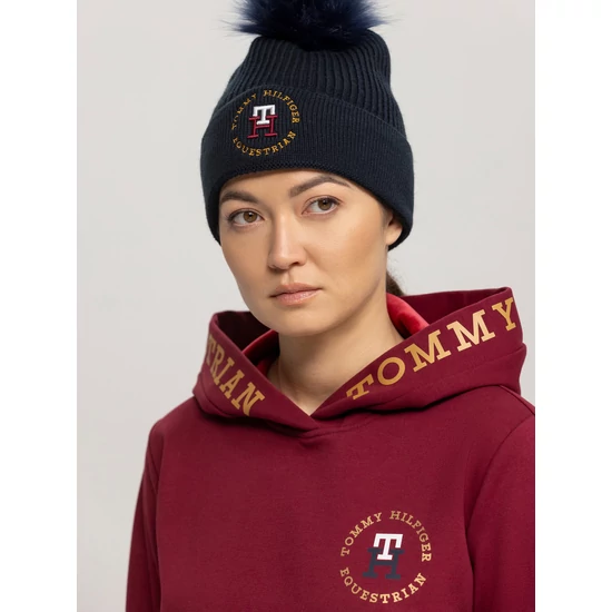 Tommy Hilfiger Vancouver női bojtos téli sapka ÚJ SÖTÉTKÉK