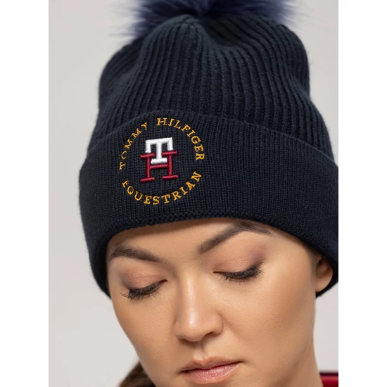 Tommy Hilfiger Vancouver női bojtos téli sapka ÚJ SÖTÉTKÉK