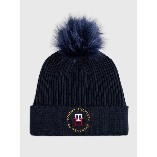 Tommy Hilfiger Vancouver női bojtos téli sapka ÚJ SÖTÉTKÉK