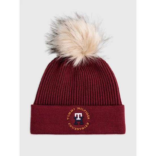 Tommy Hilfiger Vancouver női bojtos téli sapka ÚJ BORDÓ