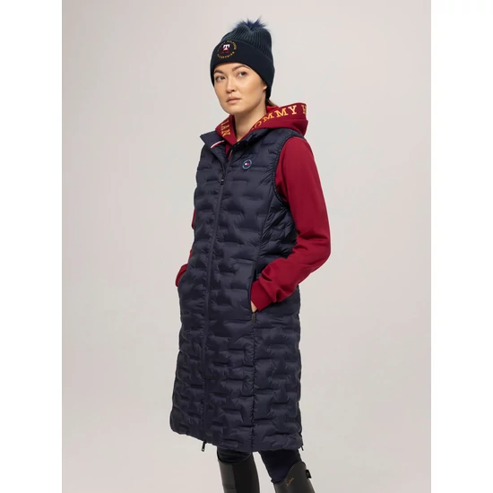 Tommy Hilfiger hosszú női mellény SÖTÉTKÉK