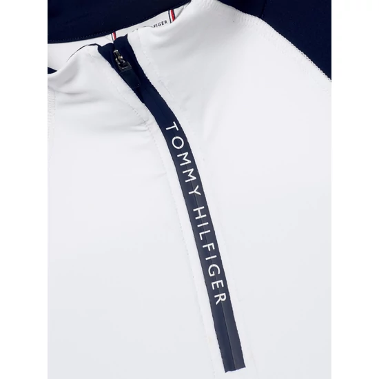 Tommy Hilfiger rövid ujjú légáteresztős zipzáros  tréning póló FEHÉR