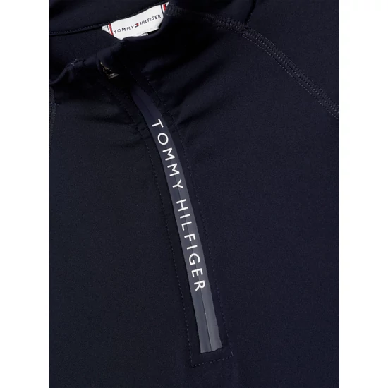Tommy Hilfiger rövid ujjú légáteresztős zipzáros  tréning póló SÖTÉTKÉK