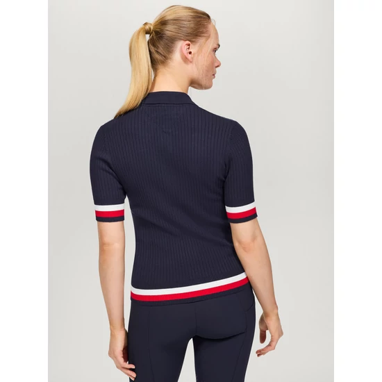 Tommy Hilfiger Lenox kötött póló SÖTÉTKÉK