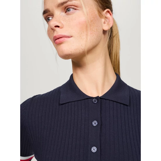 Tommy Hilfiger Lenox kötött póló SÖTÉTKÉK