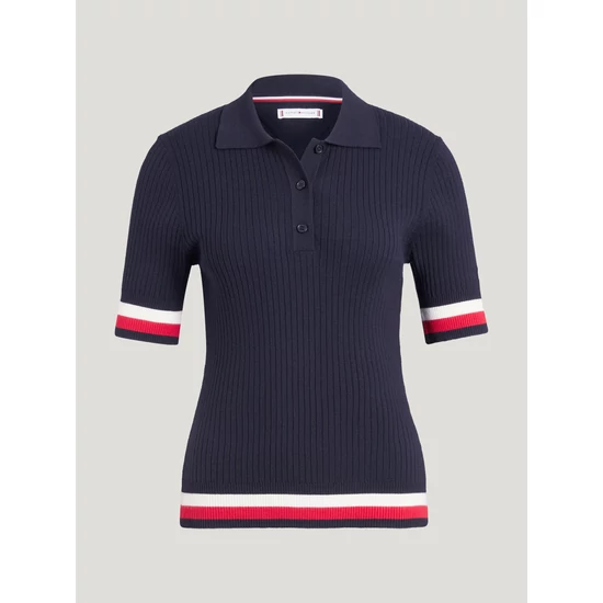 Tommy Hilfiger Lenox kötött póló SÖTÉTKÉK