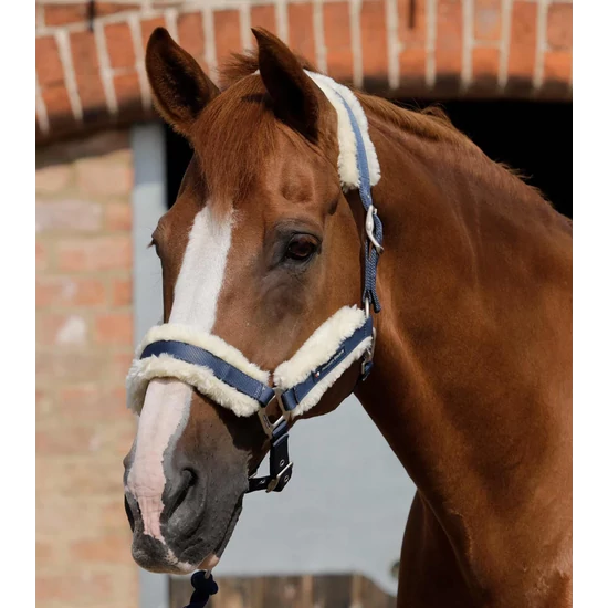 Premier Equine szőrmés kötőfék SÖTÉTKÉK 